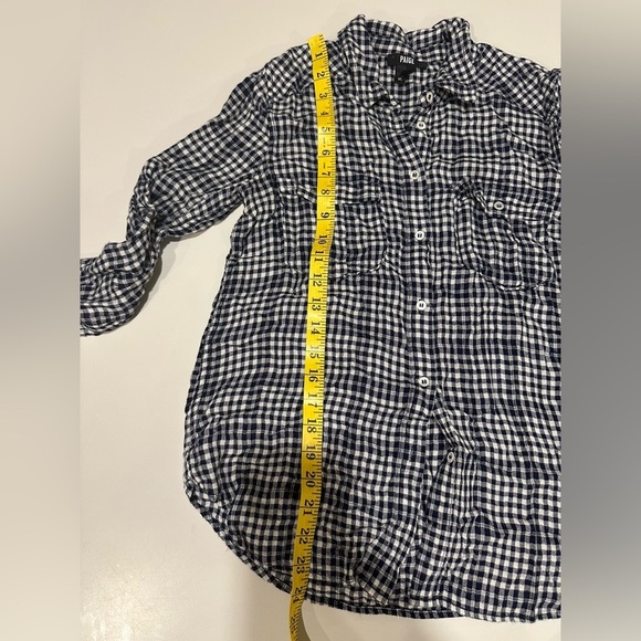 Paige Plaid Button Down Shirt - Navy and White - Picture 4 of 7